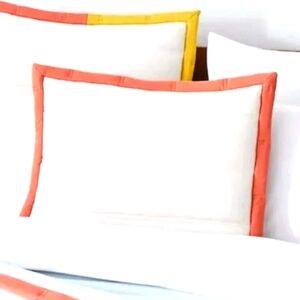 New OFFHOURS West Elm Renaissance Organic Standard Pillow Sham Ivory Peach Trim